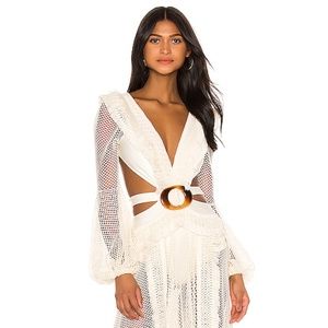 PatBo Long Sleeve Fringe Beach Dress